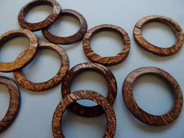 10 brown coco nut type rings size 50mm [ hole 35mm ] natural shades may vary clearance