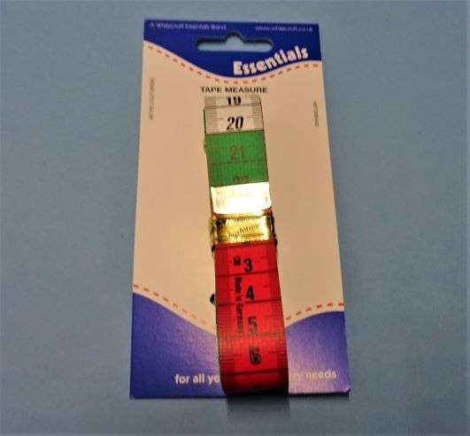 Card of one premium metric [ centimetres only ] multi coloured  tape measure 150 cm Whitecroft Brand