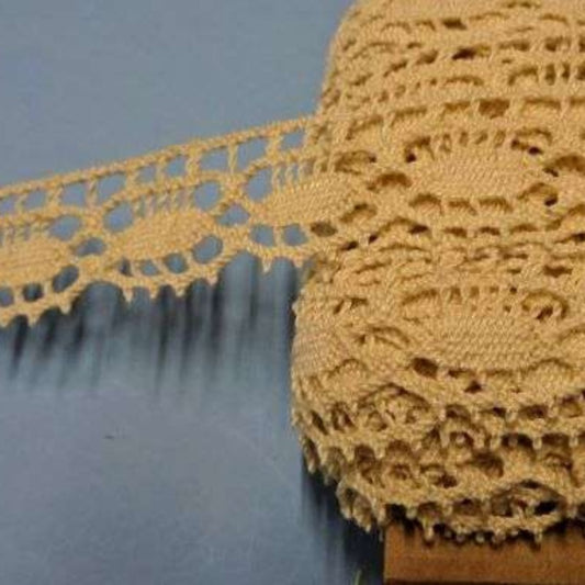 20 metre card of cotton type cream lace 25mm wide clearance