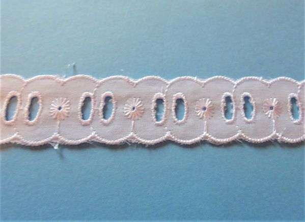 27.4 metres of SLOTTED white Broderie Anglaise 25mm wide for 10mm ribbon