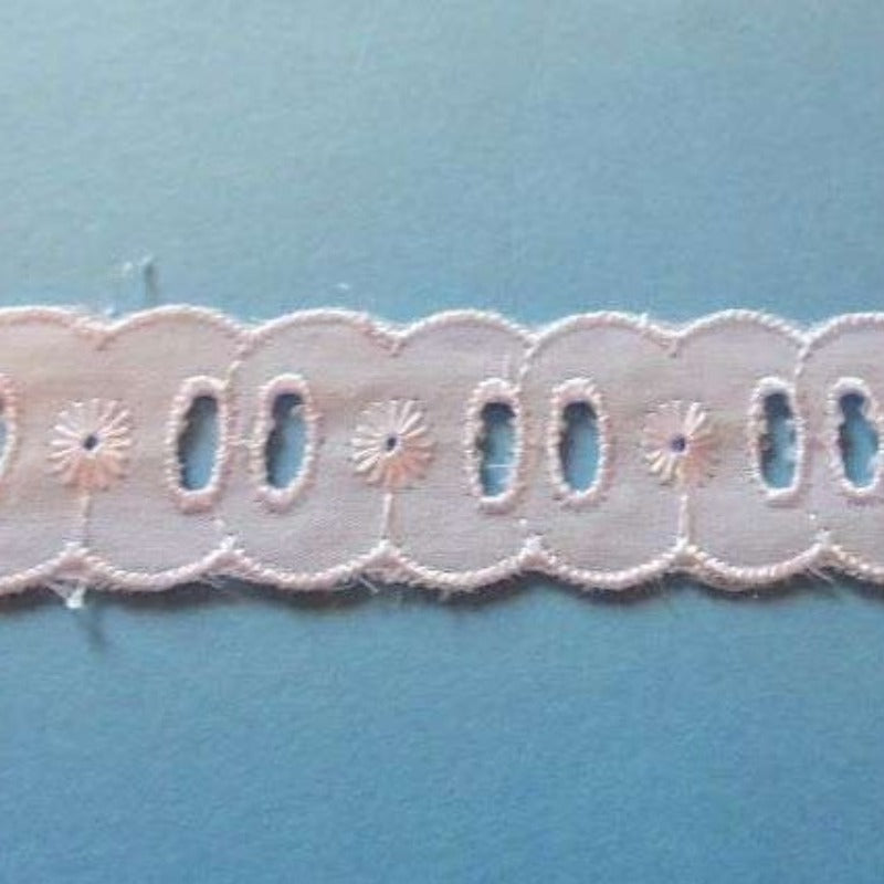27.4 metres of SLOTTED white Broderie Anglaise 25mm wide for 10mm ribbon