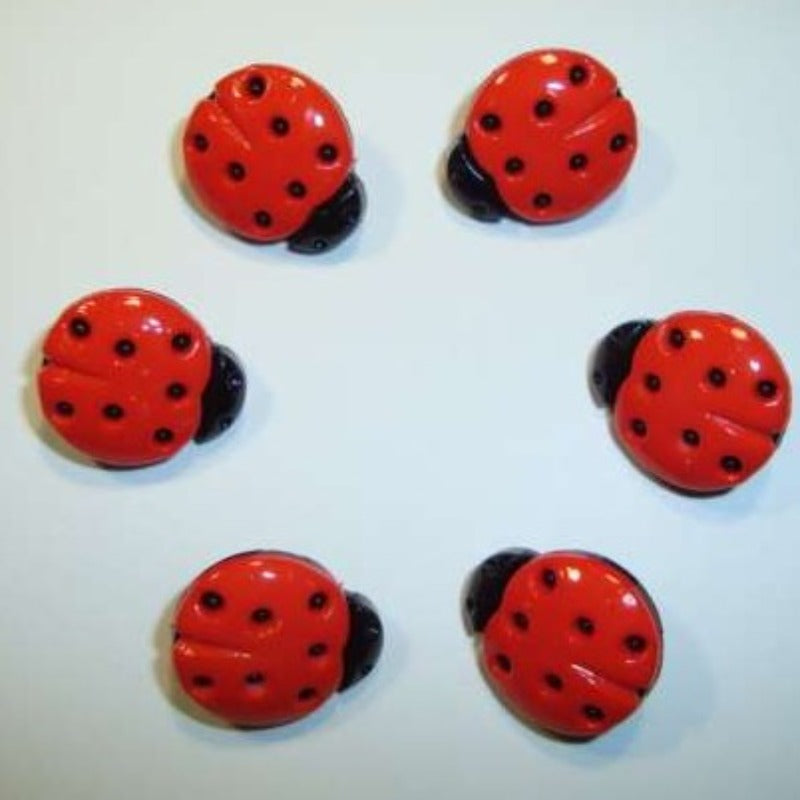 10 ladybird buttons small 24L size 13mmx15mm