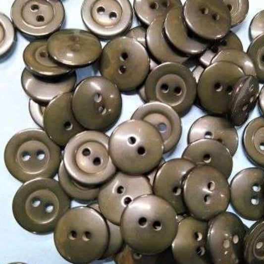 100 dark green 2 hole buttons size 15mm clearance