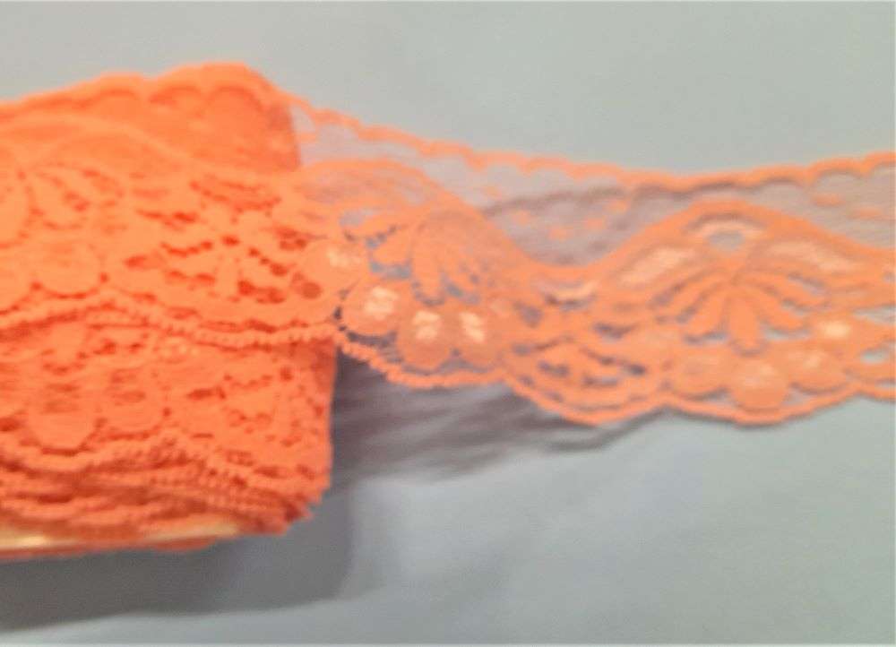 20 metre of flower design mid pink lace 50mm wide clearance
