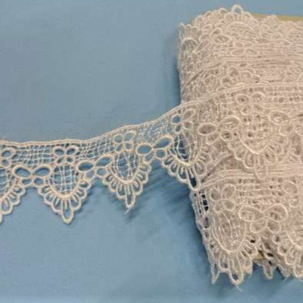 27.4 metres of WHITE Guipure lace BUTTERFLY with V DESIGN 35mm wide