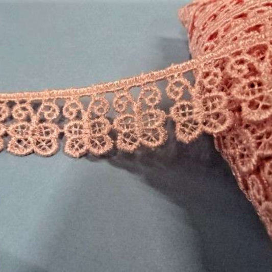 27.4 metres of LIGHT PINK Guipure lace BUTTERFLY DESIGN 20mm wide