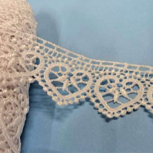 27.4 metres of white Guipure lace HEART DESIGN 35mm wide