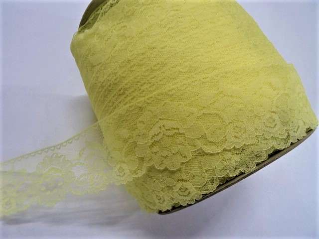 260 metre reel approximately of rose design LEMON [ yellow ] lace 55mm / 2.25 inch wide clearance