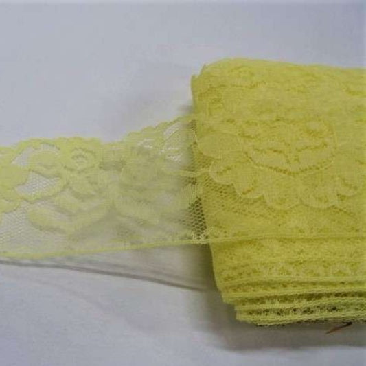 20 metres of rose design yellow lace 55mm / 2.25 inch wide clearance