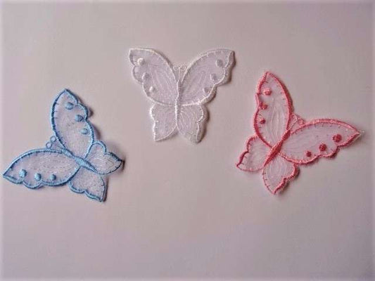 10 lace butterfly motifs WHITE 8cm x 7cm clearance