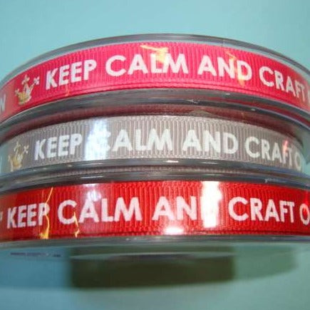 20 metres of keep calm and craft on ribbon 10mm