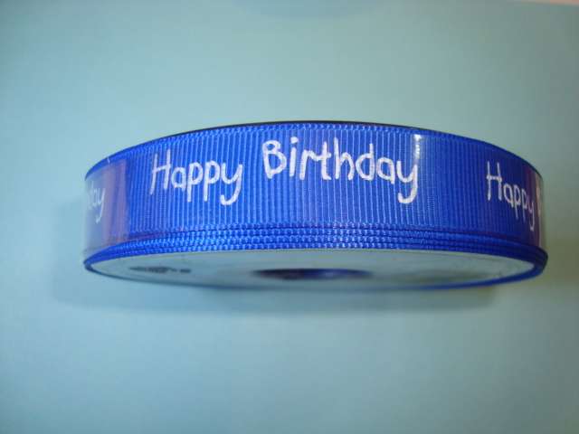 20 metres of Coloured happy birthday ribbon 15mm choice of colour