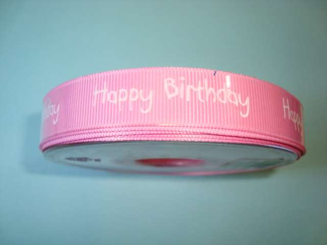 20 metres of Coloured happy birthday ribbon 15mm choice of colour