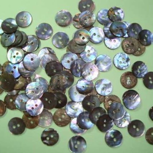 100 blue mother of pearl buttons size 14mm clearance