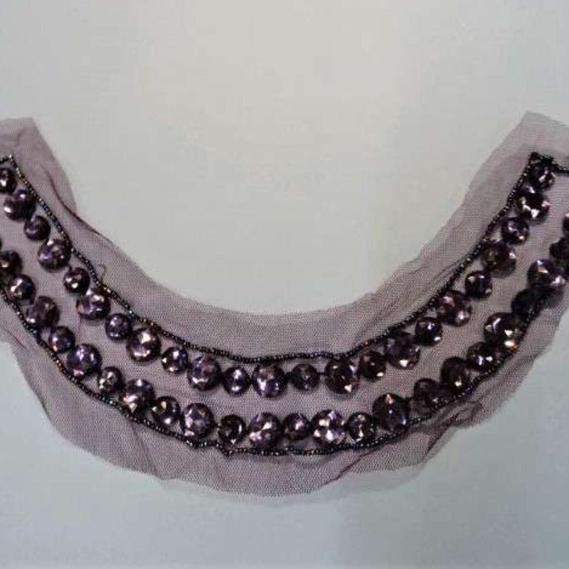 Black motif with dark purple stones and multi coloured beads 30cm long clearance