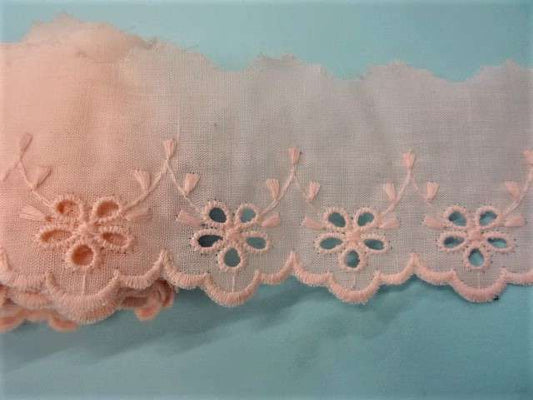 13.7 metres of light pink broderie anglaise 50mm wide clearance