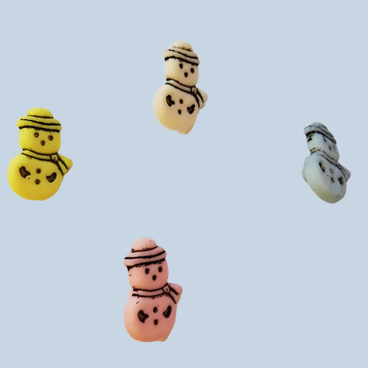 50 Etched Snowman buttons 28 line size 18mm x 10mm choice of colour