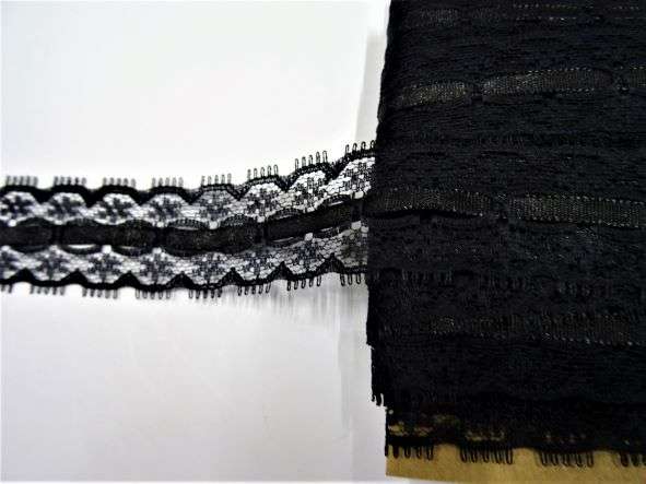 20 metres of black slotted lace with 5mm black ribbon 28mm wide clearance