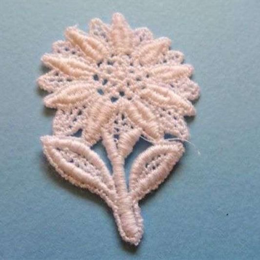 20 white guipure lace flower sew on motifs size 70mm x 45mm clearance