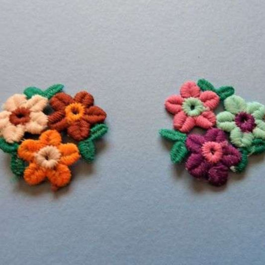 20 small flower iron on motifs size 40mm x 40mm clearance