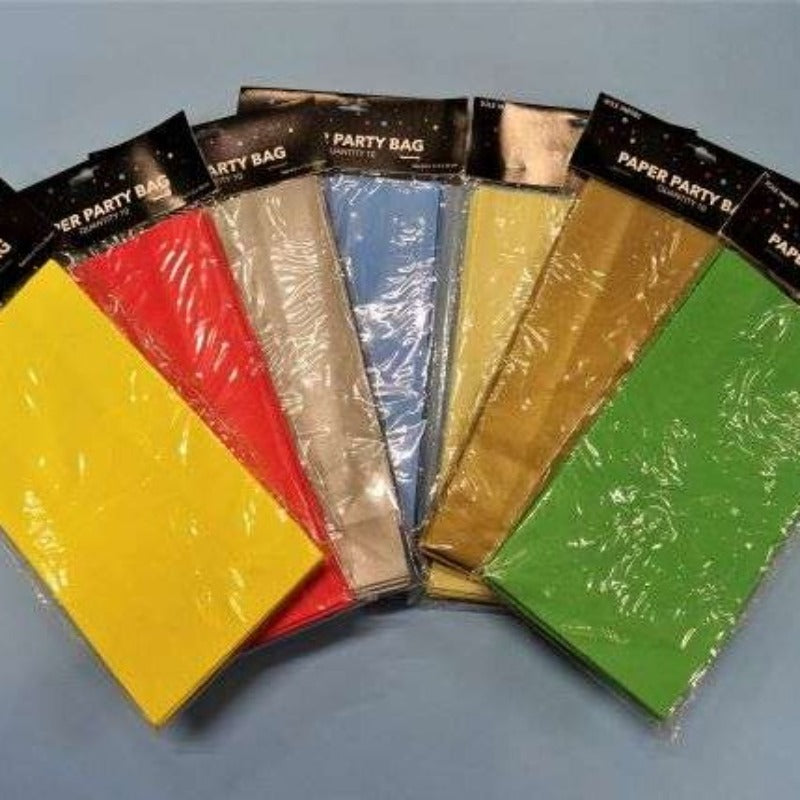 10 paper party bags choice of colour size 6.5cm x 11.5cm x 24cm clearance New Colours