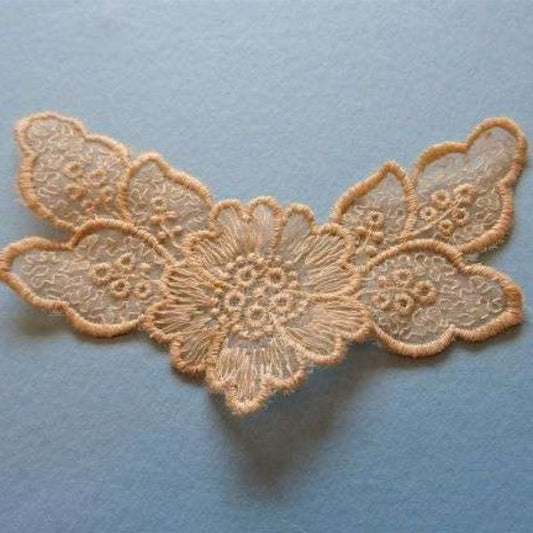 10 dark cream lace flower sew on motifs size 11cm x 4cm clearance