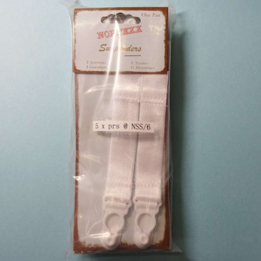 5 cards of one pair white slip on suspenders