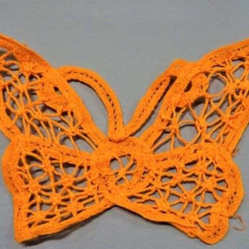 5 Orange cotton type butterfly motifs 7cm x 13cm clearance