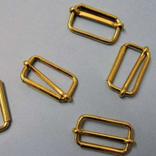 5 Gold colour small metal buckles with slider 30 x 17mm
