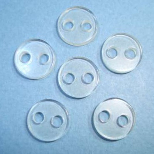 100 small buttons 2 hole clear 12mm clearance