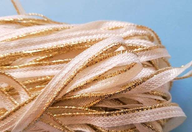 20 metre of piped cord ivory flange with gold edge 9mm [ 2.5mm cord ]  clearance