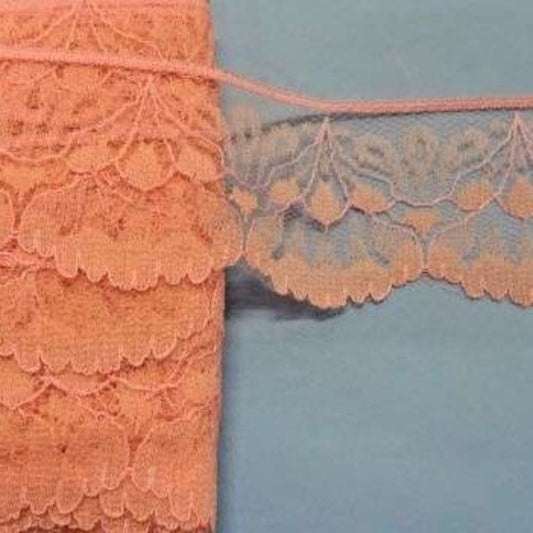 20 metres of light dusty pink floral lace 42mm wide clearance