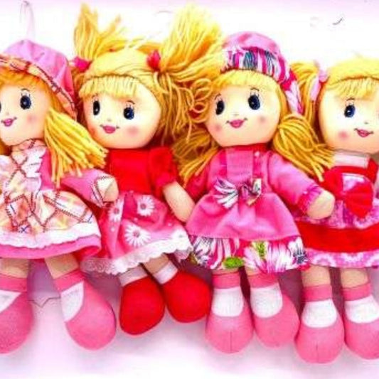4 Rag Dolls assorted bright Pink Designs size 30cm / 12 inch