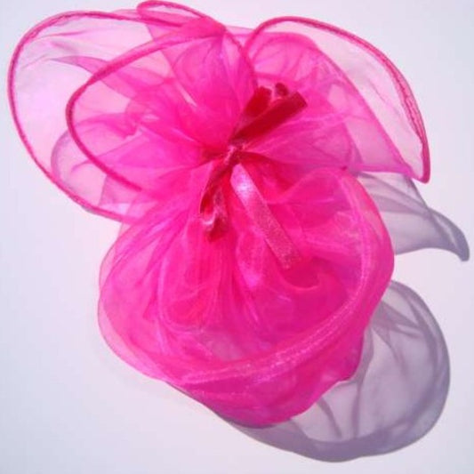 10 Large organza type bags 30 x 15cm cerise colour with tie ribbons clearance