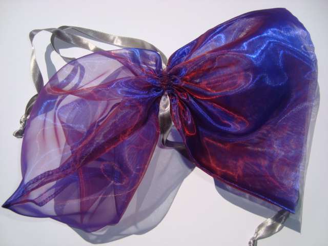 10 Large organza type bags purple with ribbon tie size 40cm x 20cm clearance