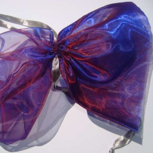10 Large organza type bags purple with ribbon tie size 40cm x 20cm clearance