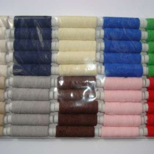 50 reels of shirring elastic assorted colours