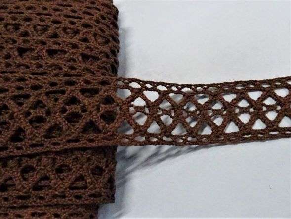 10 metres of dark brown cotton type lace with straight edges 30mm wide clearance