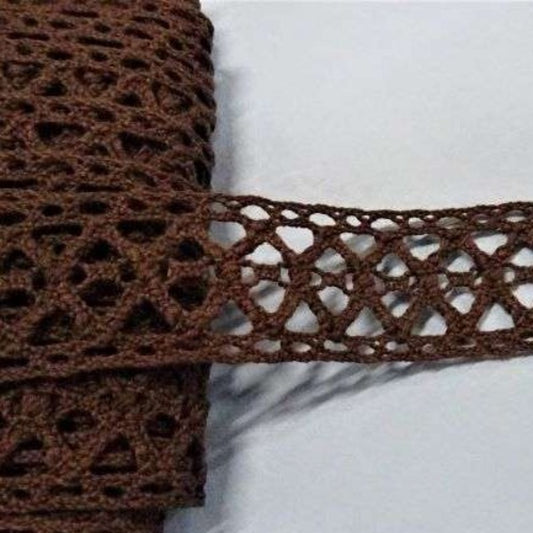 10 metres of dark brown cotton type lace with straight edges 30mm wide clearance