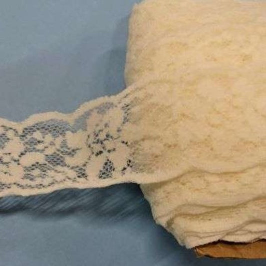 20 metres of cream stretch lace floral design 40mm wide clearance