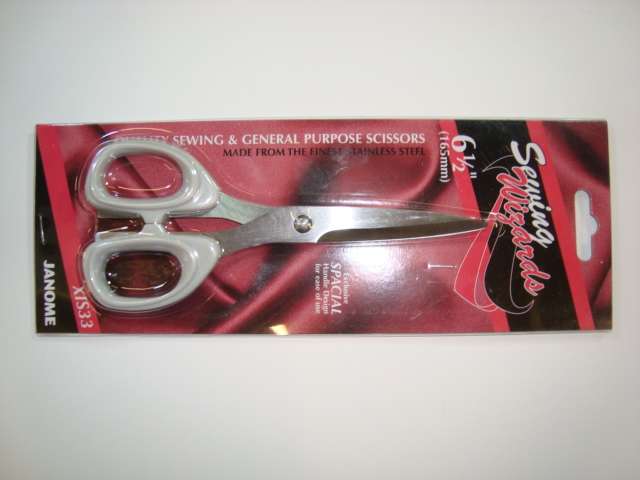 6.5 inch Sewing Wizards Sewing and General use Scissors Janome Sewing Wizards Range Scissors cream coloured handles