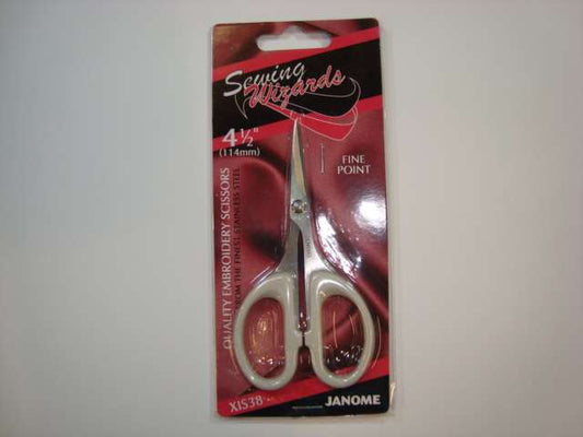 Pair of small embroidery scissors with cream handles size 11cm / 4.5 inch Sewing Wizards Embroidery Fine Point Janome brand