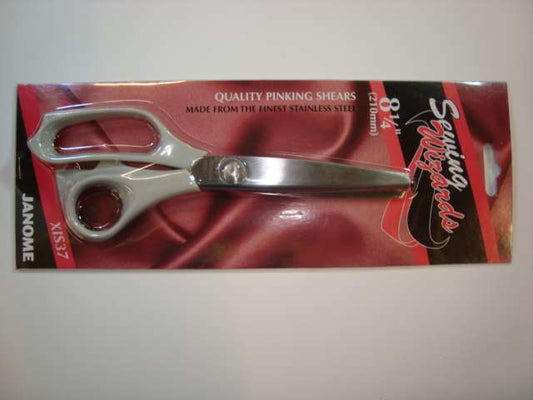8.25 inch Sewing Wizards Pinking Shears Janome Sewing Wizards Range Scissors cream coloured handles