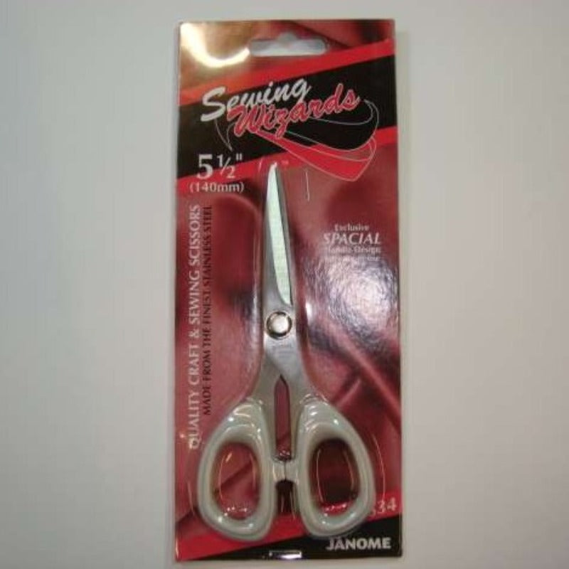 5.5 inch Sewing Wizards Craft and Sewing Scissors Janome Sewing Wizards Range Scissors cream coloured handles