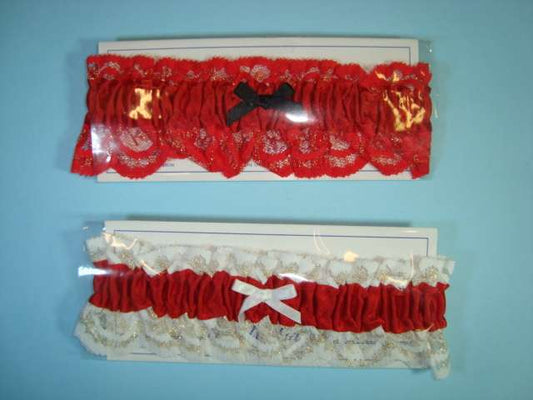 Garter with glitter lace and red satin
