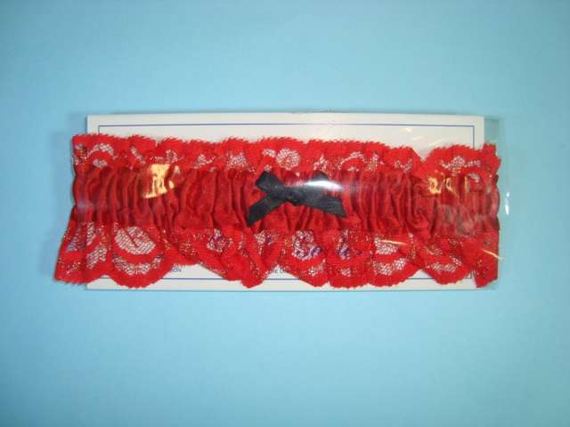 Garter with glitter lace and red satin