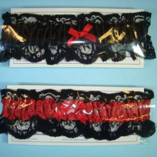 Black garter with red bow