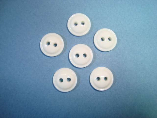100 small buttons 2 hole white 12mm clearance