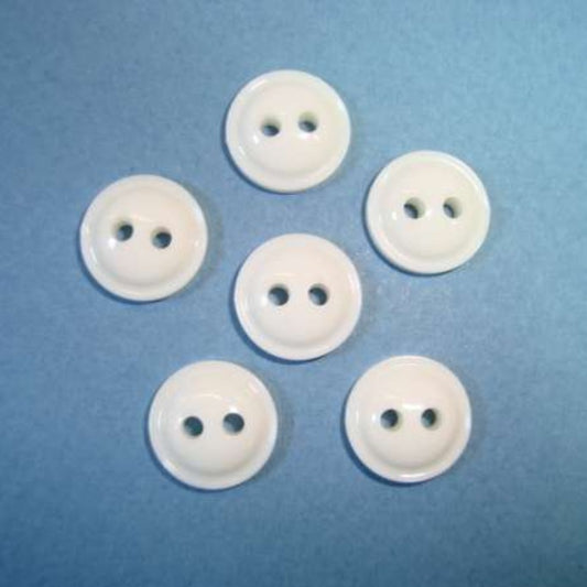 100 small buttons 2 hole white 12mm clearance