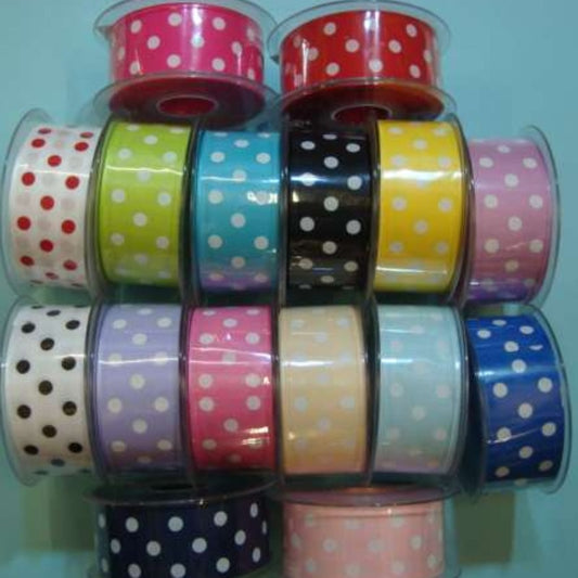 20 metres single satin spot ribbon 38mm wide